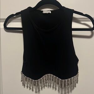 Black Sleeveless Top with Silver Accents
